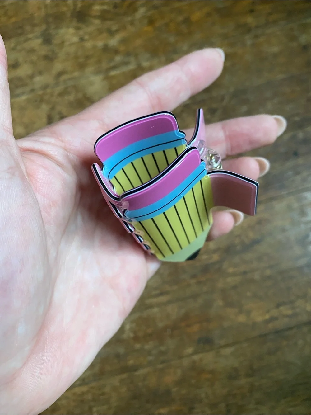 Pencil-Shaped Hair Clip - Yellow, Pink & Blue